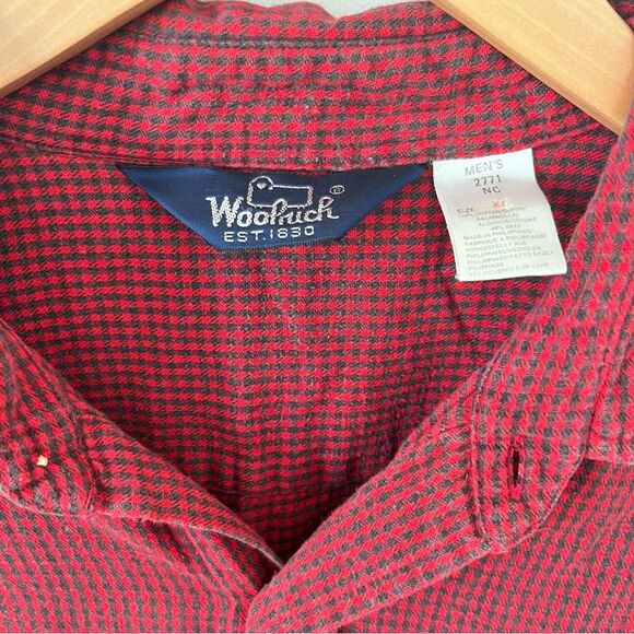 Woolrich MINT VTG Red Black Micro Check Cotton Hunting Work Button Down Shirt - Picture 7 of 8